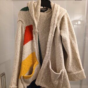 *Rare* Original Hudson Bay Shawl Poncho Fringe Wrap with Hood
